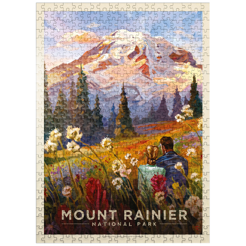 puzzleplate Mount Rainier National Park: Moment in the Meadow, Vintage Poster 500 Jigsaw Puzzle