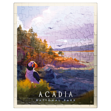 puzzleplate Acadia National Park: Puffin Paradise, Vintage Poster 100 Jigsaw Puzzle