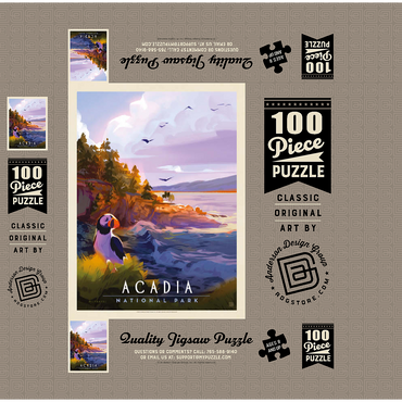 Acadia National Park: Puffin Paradise, Vintage Poster 100 Jigsaw Puzzle box 3D Modell