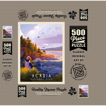 Acadia National Park: Puffin Paradise, Vintage Poster 500 Jigsaw Puzzle box 3D Modell