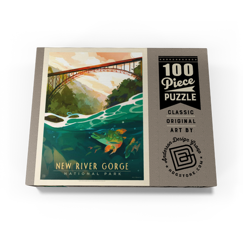 New River Gorge National Park & Preserve: Fish-Eye-View, Vintage Poster 100 Jigsaw Puzzle box view3