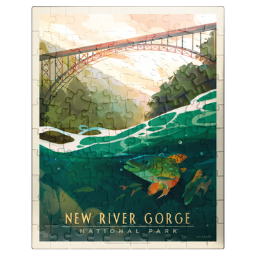 puzzleplate New River Gorge National Park & Preserve: Fish-Eye-View, Vintage Poster 100 Jigsaw Puzzle