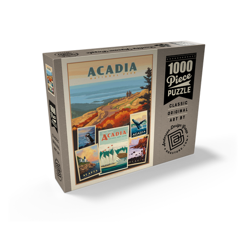 Acadia National Park: Collage Print, Vintage Poster 1000 Jigsaw Puzzle box view2