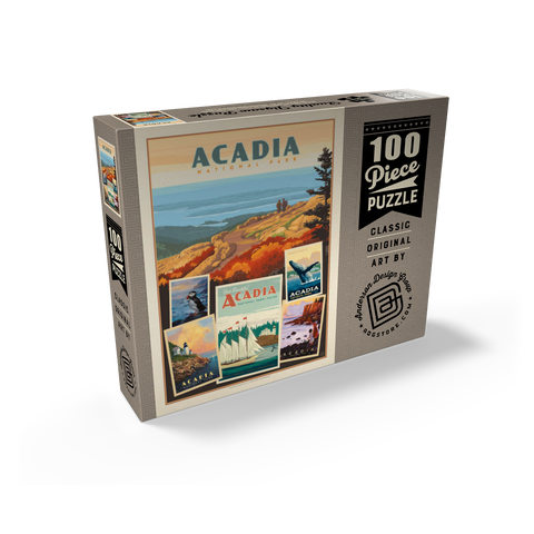 Acadia National Park: Collage Print, Vintage Poster 100 Jigsaw Puzzle box view2