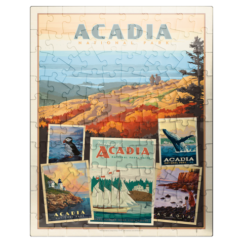 puzzleplate Acadia National Park: Collage Print, Vintage Poster 100 Jigsaw Puzzle