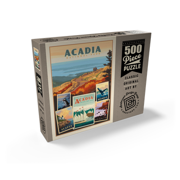 Acadia National Park: Collage Print, Vintage Poster 500 Jigsaw Puzzle box view2