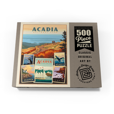 Acadia National Park: Collage Print, Vintage Poster 500 Jigsaw Puzzle box view3