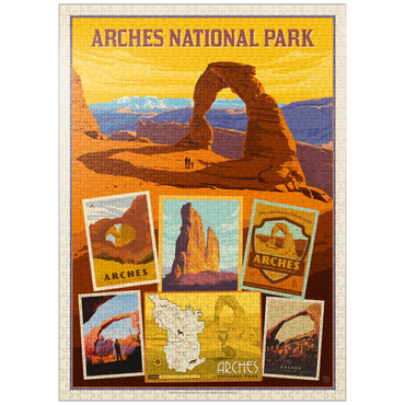 puzzleplate Arches National Park: Collage Print, Vintage Poster 1000 Jigsaw Puzzle