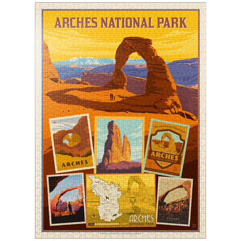 puzzleplate Arches National Park: Collage Print, Vintage Poster 1000 Jigsaw Puzzle