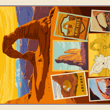 Arches National Park: Collage Print, Vintage Poster 1000 Jigsaw Puzzle 3D Modell