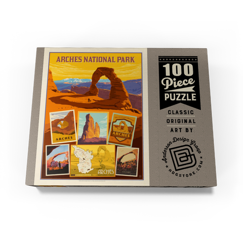 Arches National Park: Collage Print, Vintage Poster 100 Jigsaw Puzzle box view3