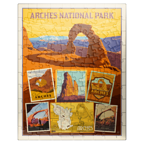 puzzleplate Arches National Park: Collage Print, Vintage Poster 100 Jigsaw Puzzle