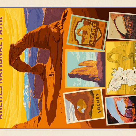Arches National Park: Collage Print, Vintage Poster 100 Jigsaw Puzzle 3D Modell