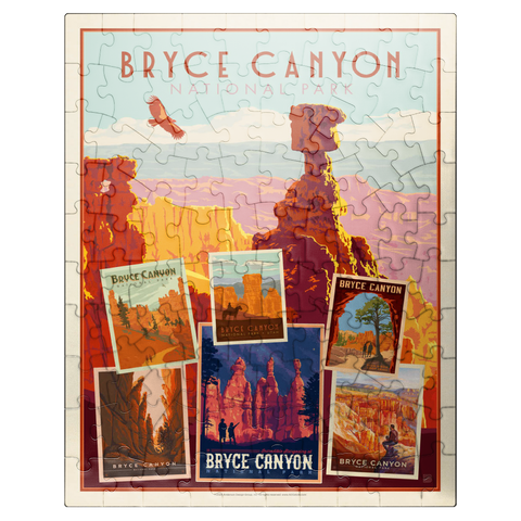puzzleplate Bryce Canyon National Park: Collage Print, Vintage Poster 100 Jigsaw Puzzle