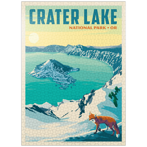 puzzleplate Crater Lake National Park: Winter Fox, Vintage Poster 1000 Jigsaw Puzzle