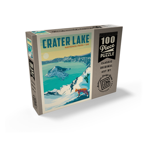 Crater Lake National Park: Winter Fox, Vintage Poster 100 Jigsaw Puzzle box view2