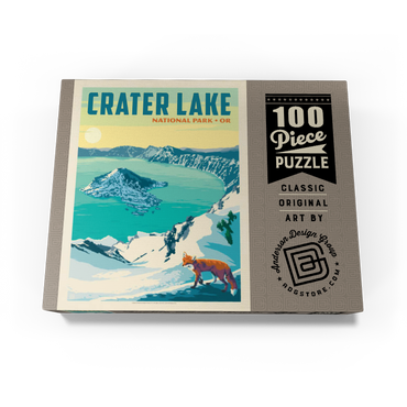 Crater Lake National Park: Winter Fox, Vintage Poster 100 Jigsaw Puzzle box view3