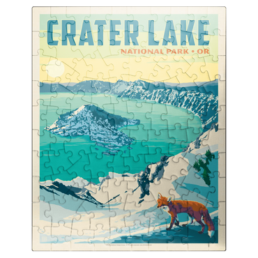 puzzleplate Crater Lake National Park: Winter Fox, Vintage Poster 100 Jigsaw Puzzle