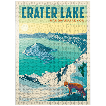 puzzleplate Crater Lake National Park: Winter Fox, Vintage Poster 500 Jigsaw Puzzle