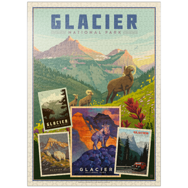 puzzleplate Glacier National Park: Collage Print, Vintage Poster 1000 Jigsaw Puzzle