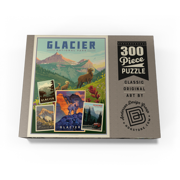 Glacier National Park: Collage Print, Vintage Poster 300 Jigsaw Puzzle box view3