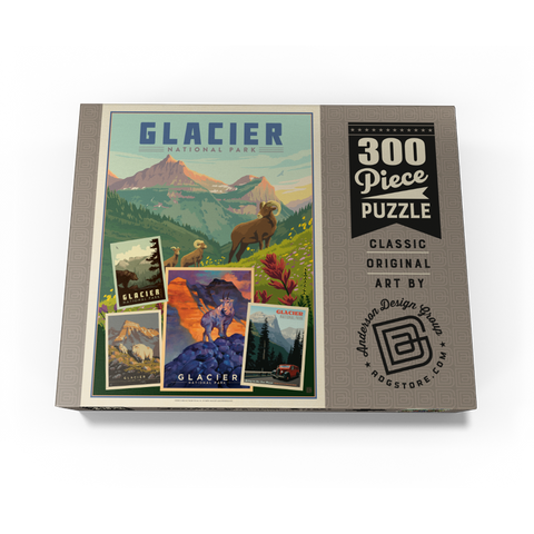 Glacier National Park: Collage Print, Vintage Poster 300 Jigsaw Puzzle box view3