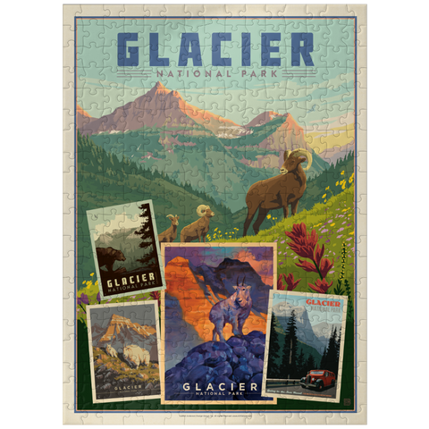 puzzleplate Glacier National Park: Collage Print, Vintage Poster 300 Jigsaw Puzzle