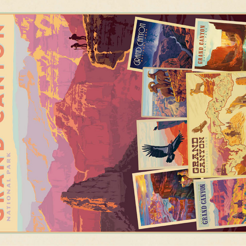 Grand Canyon National Park: Collage Print, Vintage Poster 100 Jigsaw Puzzle 3D Modell