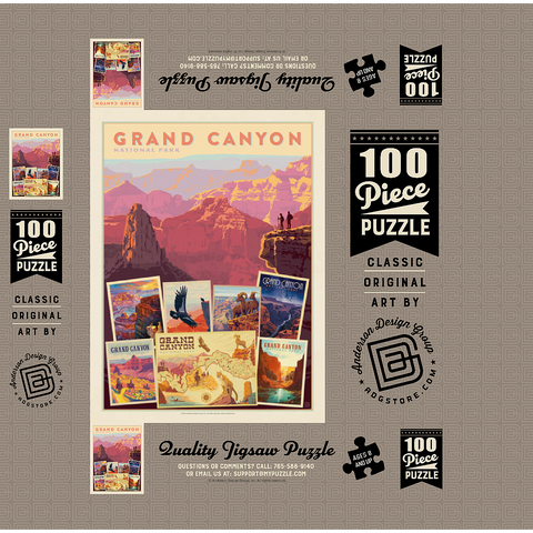 Grand Canyon National Park: Collage Print, Vintage Poster 100 Jigsaw Puzzle box 3D Modell