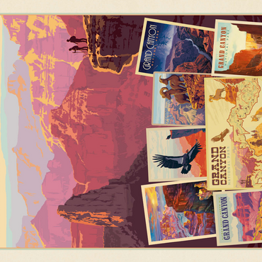 Grand Canyon National Park: Collage Print, Vintage Poster 500 Jigsaw Puzzle 3D Modell