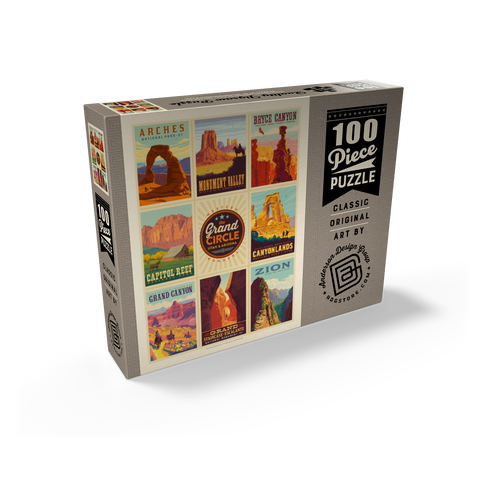 Grand Circle National Parks: Multi-Image Design, Vintage Poster 100 Jigsaw Puzzle box view2