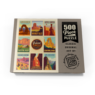 Grand Circle National Parks: Multi-Image Design, Vintage Poster 500 Jigsaw Puzzle box view3