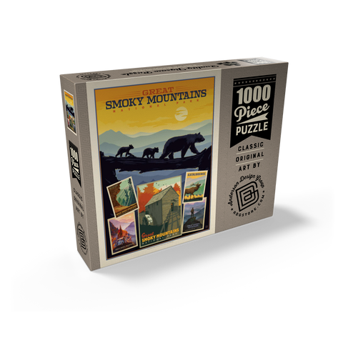 Great Smoky Mountains National Park: Collage Print, Vintage Poster 1000 Jigsaw Puzzle box view2