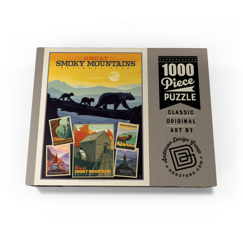 Great Smoky Mountains National Park: Collage Print, Vintage Poster 1000 Jigsaw Puzzle box view3