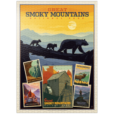 puzzleplate Great Smoky Mountains National Park: Collage Print, Vintage Poster 1000 Jigsaw Puzzle