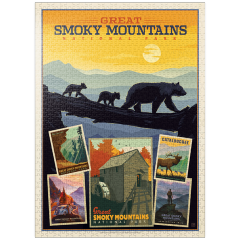 puzzleplate Great Smoky Mountains National Park: Collage Print, Vintage Poster 1000 Jigsaw Puzzle