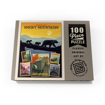 Great Smoky Mountains National Park: Collage Print, Vintage Poster 100 Jigsaw Puzzle box view3