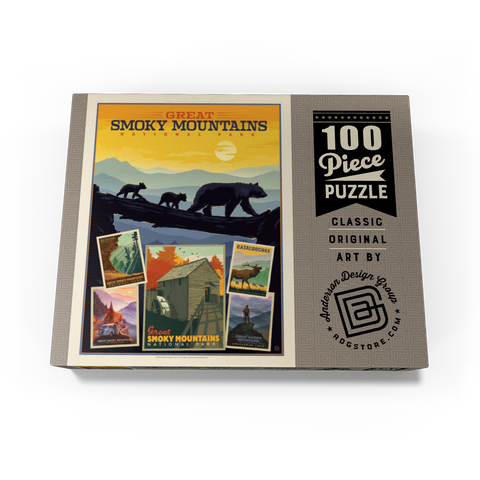 Great Smoky Mountains National Park: Collage Print, Vintage Poster 100 Jigsaw Puzzle box view3