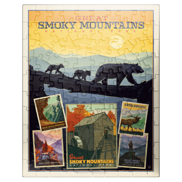 puzzleplate Great Smoky Mountains National Park: Collage Print, Vintage Poster 100 Jigsaw Puzzle