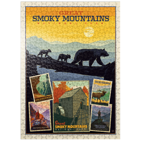 puzzleplate Great Smoky Mountains National Park: Collage Print, Vintage Poster 500 Jigsaw Puzzle