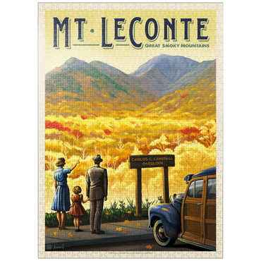 puzzleplate Great Smoky Mountains National Park: Mt. LeConte, Vintage Poster 1000 Jigsaw Puzzle