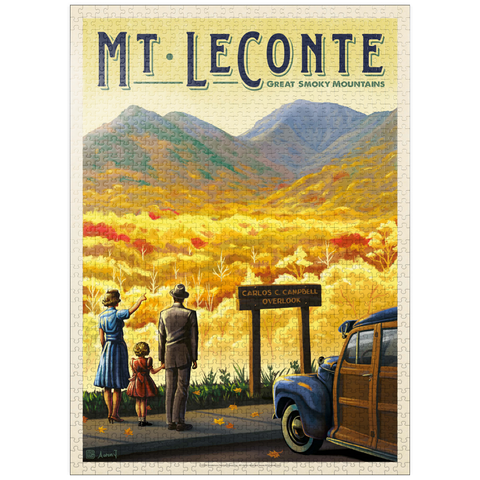 puzzleplate Great Smoky Mountains National Park: Mt. LeConte, Vintage Poster 1000 Jigsaw Puzzle