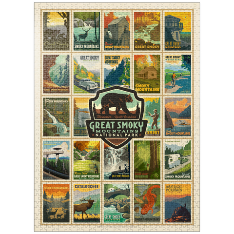 puzzleplate Great Smoky Mountains National Park: Multi-Image-Print, Vintage Poster 1000 Jigsaw Puzzle