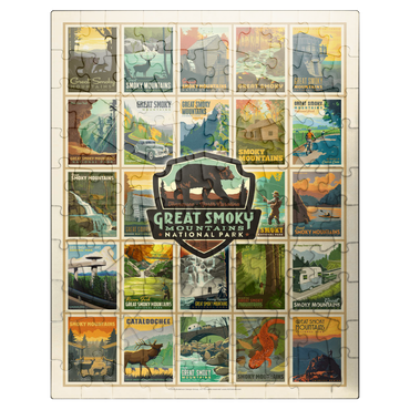 puzzleplate Great Smoky Mountains National Park: Multi-Image-Print, Vintage Poster 100 Jigsaw Puzzle