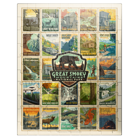 puzzleplate Great Smoky Mountains National Park: Multi-Image-Print, Vintage Poster 100 Jigsaw Puzzle