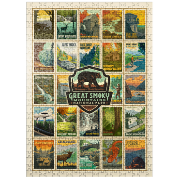 puzzleplate Great Smoky Mountains National Park: Multi-Image-Print, Vintage Poster 500 Jigsaw Puzzle