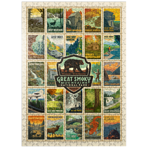 puzzleplate Great Smoky Mountains National Park: Multi-Image-Print, Vintage Poster 500 Jigsaw Puzzle