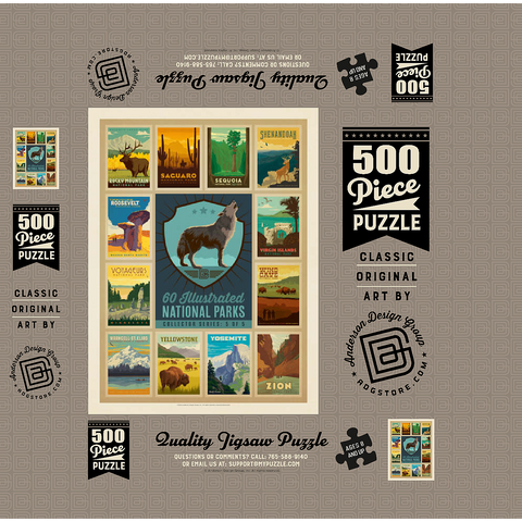 National Parks Collector Series - Edition 5, Vintage Poster 500 Jigsaw Puzzle box 3D Modell