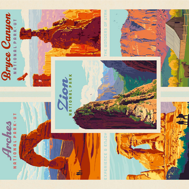 The Mighty Five: Utah National Parks, Vintage Poster 1000 Jigsaw Puzzle 3D Modell