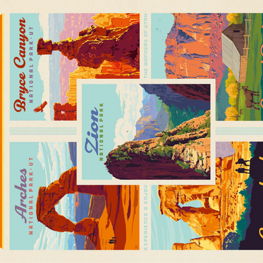 The Mighty Five: Utah National Parks, Vintage Poster 100 Jigsaw Puzzle 3D Modell